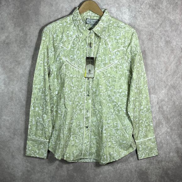 Old West Tops - Old West Original Western Shirt Womens 2XL Green‎ Snap Front Floral Cowgirl NEW